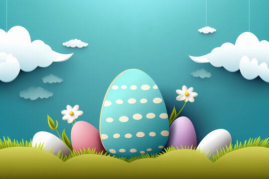 Easter theme abstract colorful illustration, AI generated
