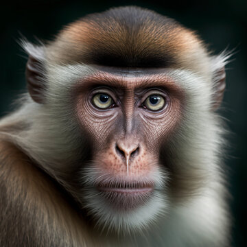 Monkey close up face portrait, AI generated