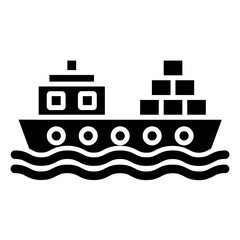 Fototapeta na wymiar Cargo Ship Icon Style