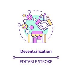 Decentralization concept icon. Free environment for business. Layer of metaverse abstract idea thin line illustration. Isolated outline drawing. Editable stroke. Arial, Myriad Pro-Bold fonts used