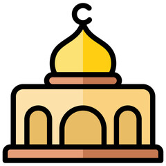 mosque ilustration design with filled outline