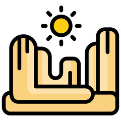 canyon ilustration design with filled outline