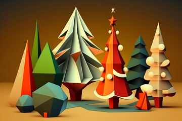 Abstract 3d christmas composition, modern simple neww year background, AI generated