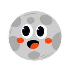 Full moon kawaii weather icon.