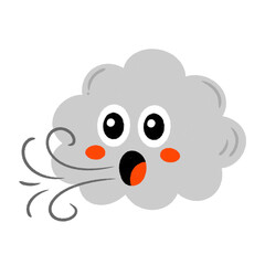 Wind cloud kawaii weather icon.