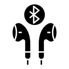 Bluetooth Headphones Icon Style - obrazy, fototapety, plakaty