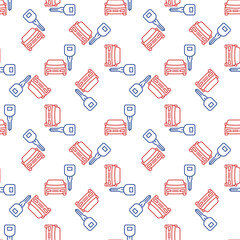 Car Hire vector seamless pattern in outline style