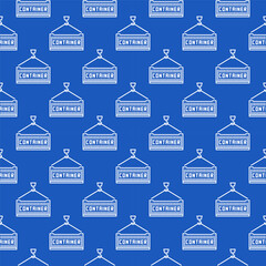 Fototapeta premium Container vector Intermodal Cargo linear blue seamless pattern