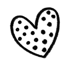 Black pencil heart doodle line.	
