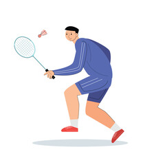 Plakat people holding a racket. athlete play badminton vector illustration 