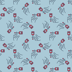 Glucose Meter vector Blood Sugar Test colored seamless pattern