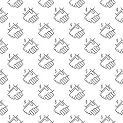 Handshake with Dollar Sign vector Corruption concept line seamless pattern
