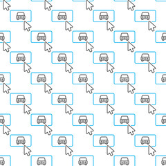 Mouse Click on Car Button vector Online Booking outline seamless pattern