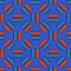 Red and Blue Shipping Containers vector Delivery creative seamless pattern