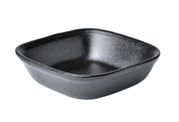 Black empty food tray. Isolated on transparent png