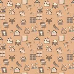 Roof Repair modern seamless pattern. Housetop colored background