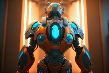 Naklejka premium Modern robot in cinematic light - Generative AI