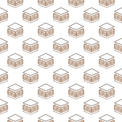 Roof Tiles vector seamless pattern in outline style
