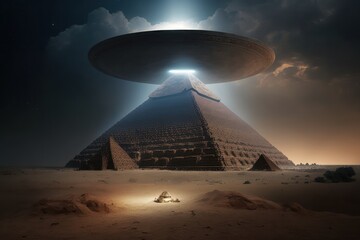 Egyptian mythology - pyramids - ufo alien - Generative AI