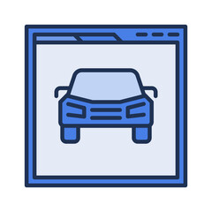 Web page with Car Rental vector Online Hire concept blue icon