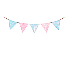 Watercolor pink and blue pennants Party flag.	