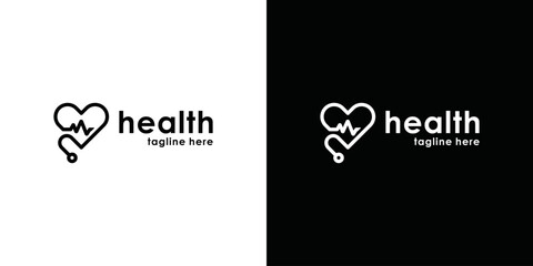 stethoscope logo health and love illustration medical and health design vector - obrazy, fototapety, plakaty