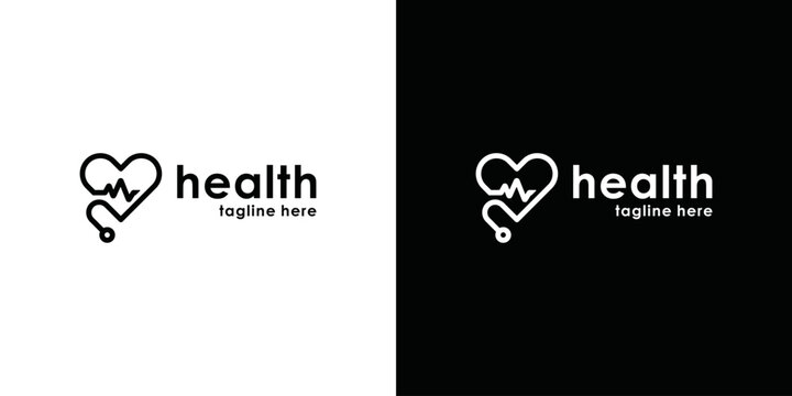 stethoscope logo health and love illustration medical and health design vector