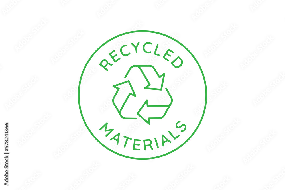 Poster vector logo design template and emblem in simple line style - recycled materials - badge for sustain