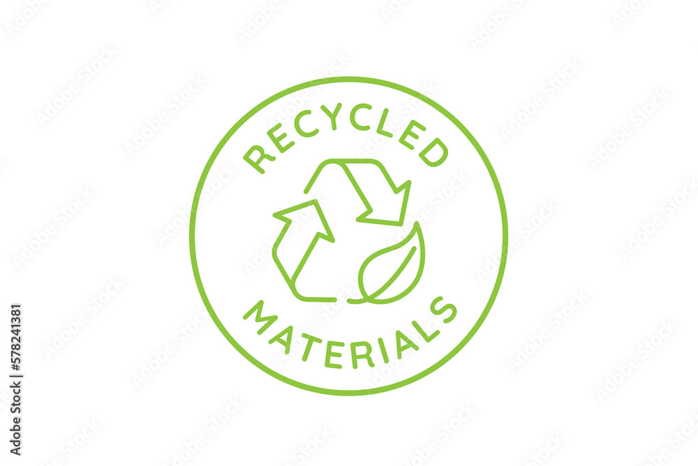 Poster vector logo design template and emblem in simple line style - recycled materials - badge for sustain