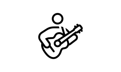 guitarist vector icon entertainment performance outline style black and white background 