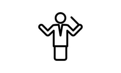 music conductor vector icon entertainment performance outline style black and white background 