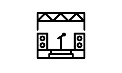 music festival vector icon entertainment performance outline style black and white background 