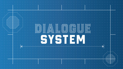 Dialog System Banner Background. Blueprint Style Typography for AI technology.