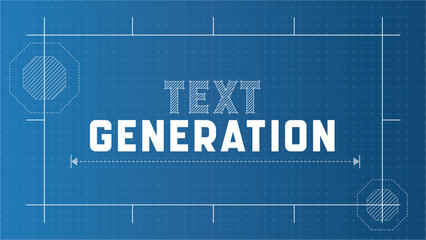 Text Generator Banner Background. Blueprint Style Typography for AI technology.