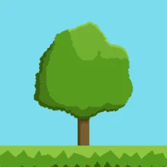 Tuinposter Pixel art nature. Element to create landscape in pixel art style. Vector.  © Yuliya