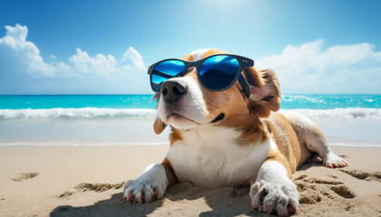 浜辺と犬と休日　ジェネレーティブ