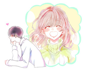 考える男性　恋