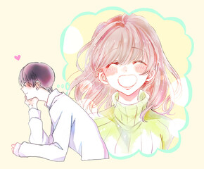 考える男性　恋