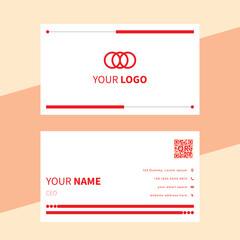 Simple Red color business card vector design template.