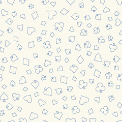 Symbols of Suits Card Seamless Pattern Background. Gambling hand drawn.