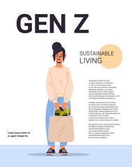 young girl in trendy clothes generation Z lifestyle concept new modern demography trend with progressive youth gen vertical