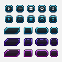 Vector game template gui kit. Interface button elements