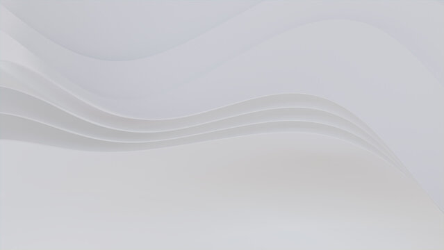 White 3D Ribbons ripple to make a Light abstract background. 3D Render with copy-space.  