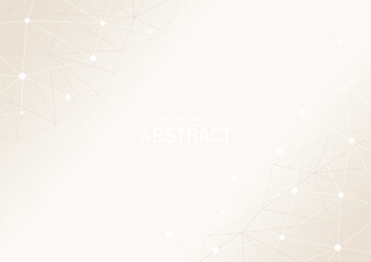 Abstract polygon connecting dots and lines background beige gradient color and text space, geometric template for website, wallpaper, poster