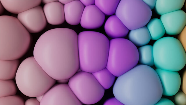 Abstract wallpaper created from Pink and Aqua 3D Spheres. Multicolored 3D Render.  