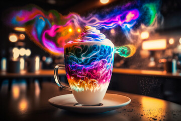 Tasse colorée avec boisson magique, féérique et enchantée - Générative IA - obrazy, fototapety, plakaty
