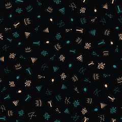 Happy birthday freehand drawings saeamless pattern background.