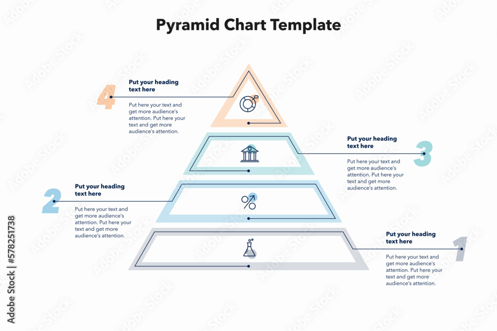 Aufkleber pyramid chart template with four colorful steps. creative diagram divided into five steps with minim
