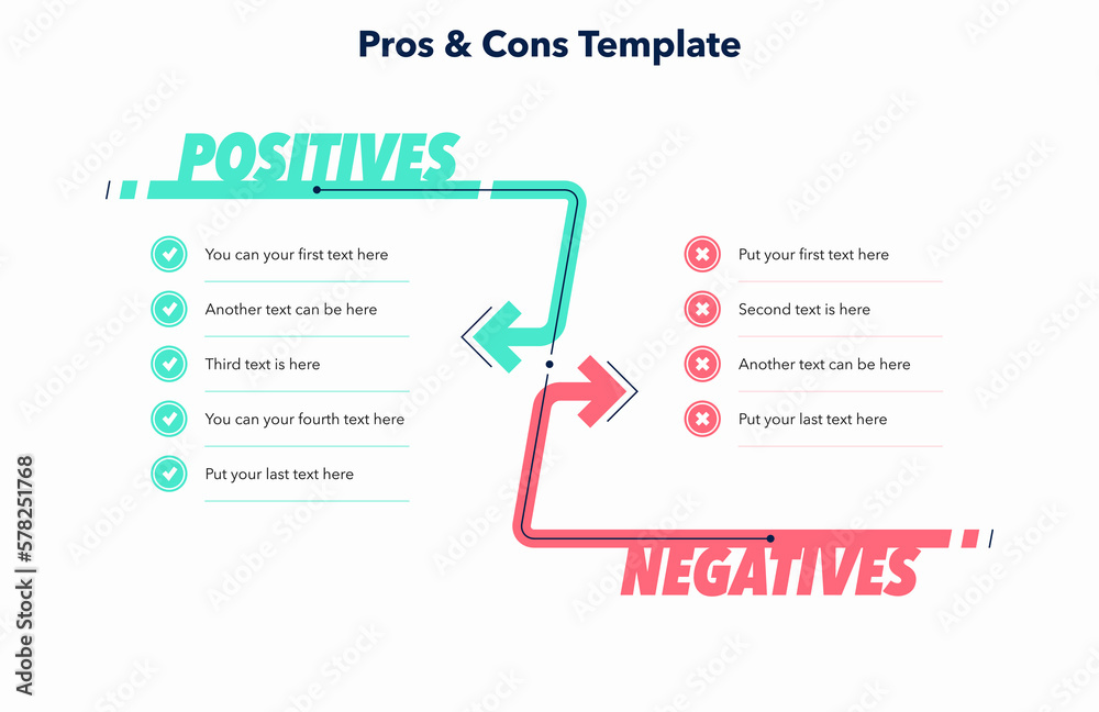 Poster Simple pros and cons template with place for your content. Simple flat template for data visualization.