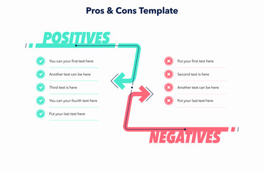 Simple pros and cons template with place for your content. Simple flat template for data visualization. - obrazy, fototapety, plakaty
